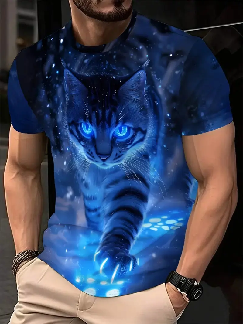 2025 Men's T-shirts Cartoon Cute Cat Grsphic 3D Printed T Shirts Men Women Short Sleeve O-Neck Tees Casual Street Funny Y2k Tops