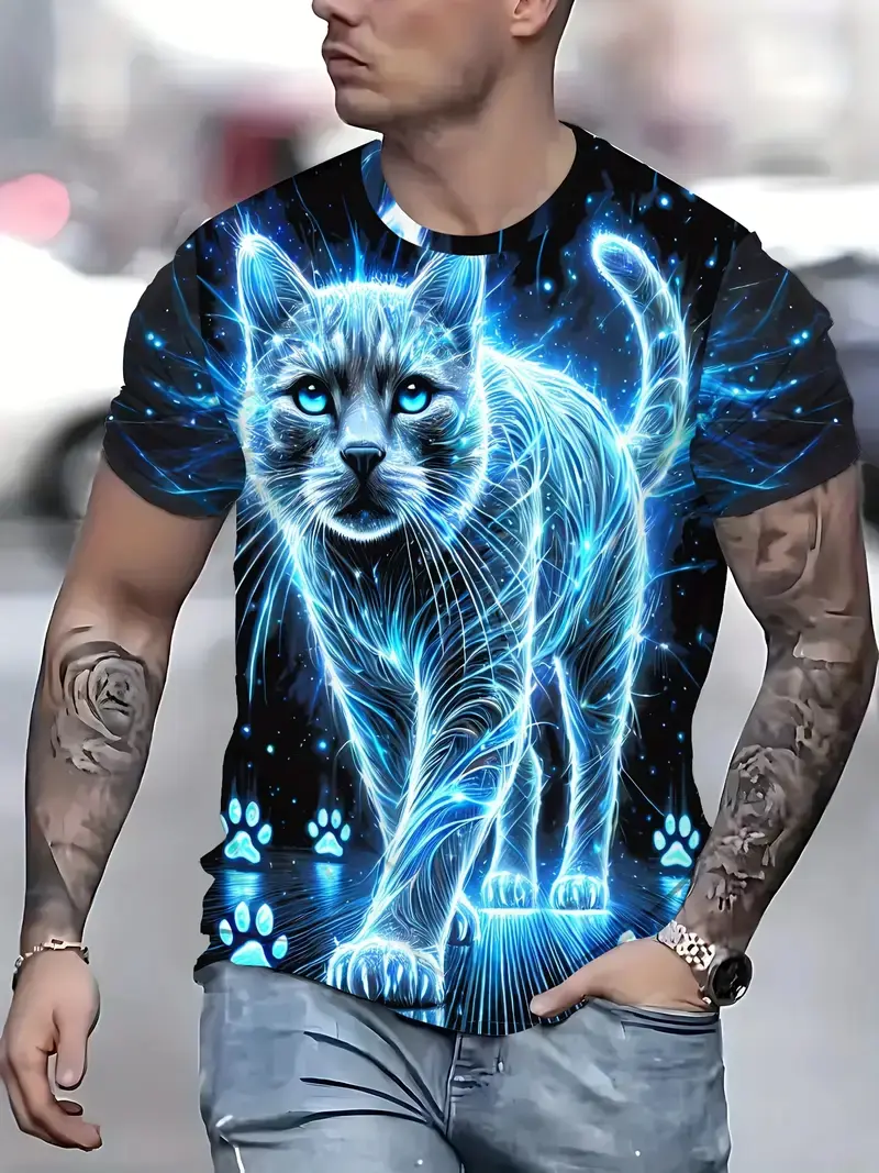 2025 Men's T-shirts Cartoon Cute Cat Grsphic 3D Printed T Shirts Men Women Short Sleeve O-Neck Tees Casual Street Funny Y2k Tops