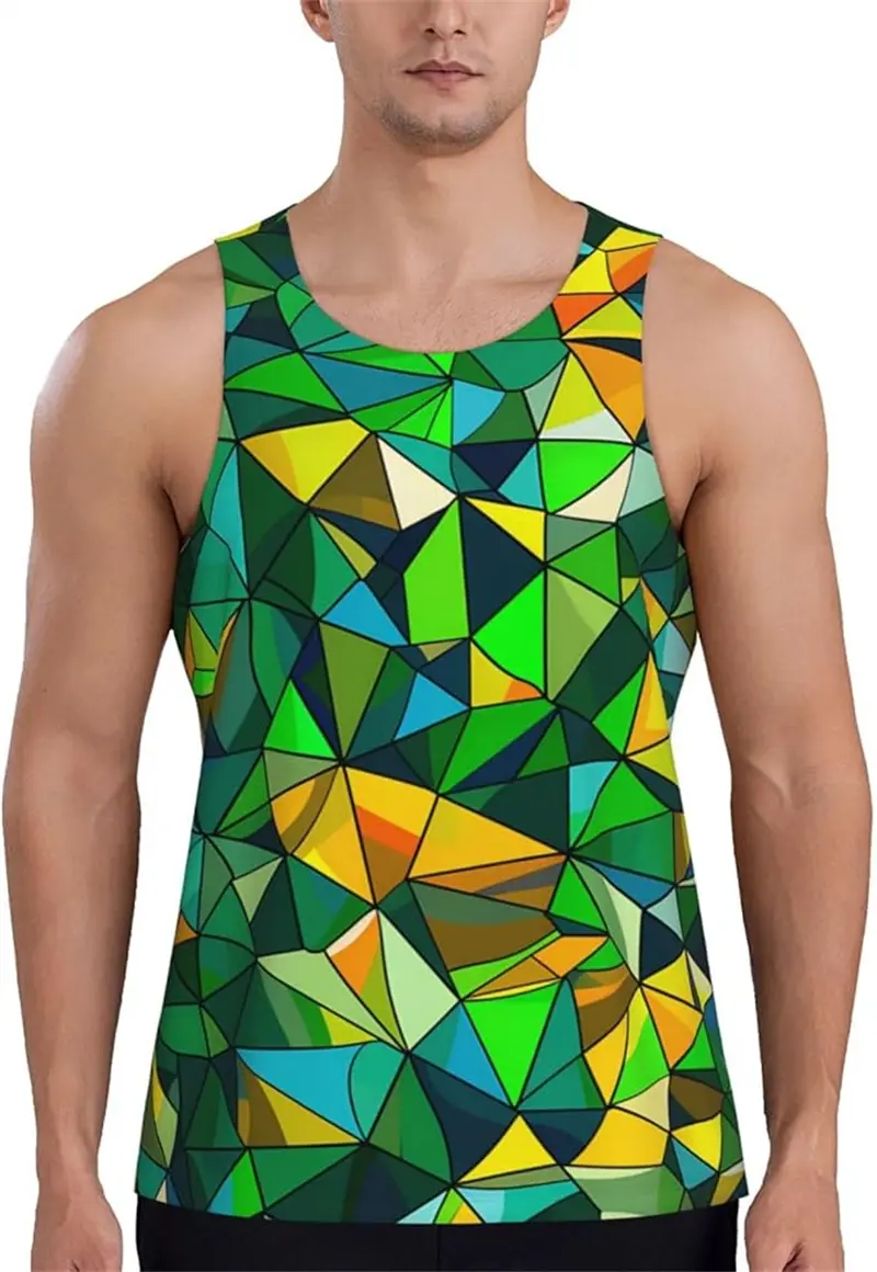 Geometric Splicing 3D Print Tank Top Men Summer Fashion Colorful Tops Daily Unisex New Oversized Sleeveless Quick-drying Vest