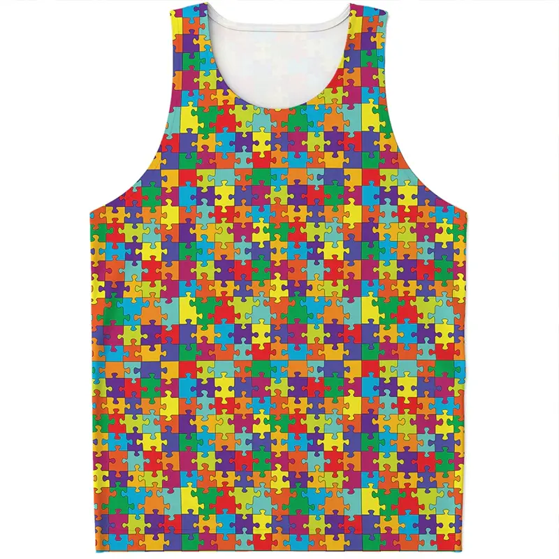 Hot Sale Gym 3D Printed Vest Fashion Summer Men Tank Tops Sleeveless Shirts Summer Harajuku Personality Vest Men's Clothing