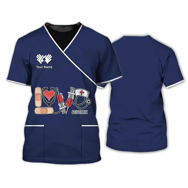 New Cosplay Men's Fashion T-shirt Doctor Nurse Uniform  3d Printing O-neck Short Sleeve T Shirt Breathable Street Oversized Tops