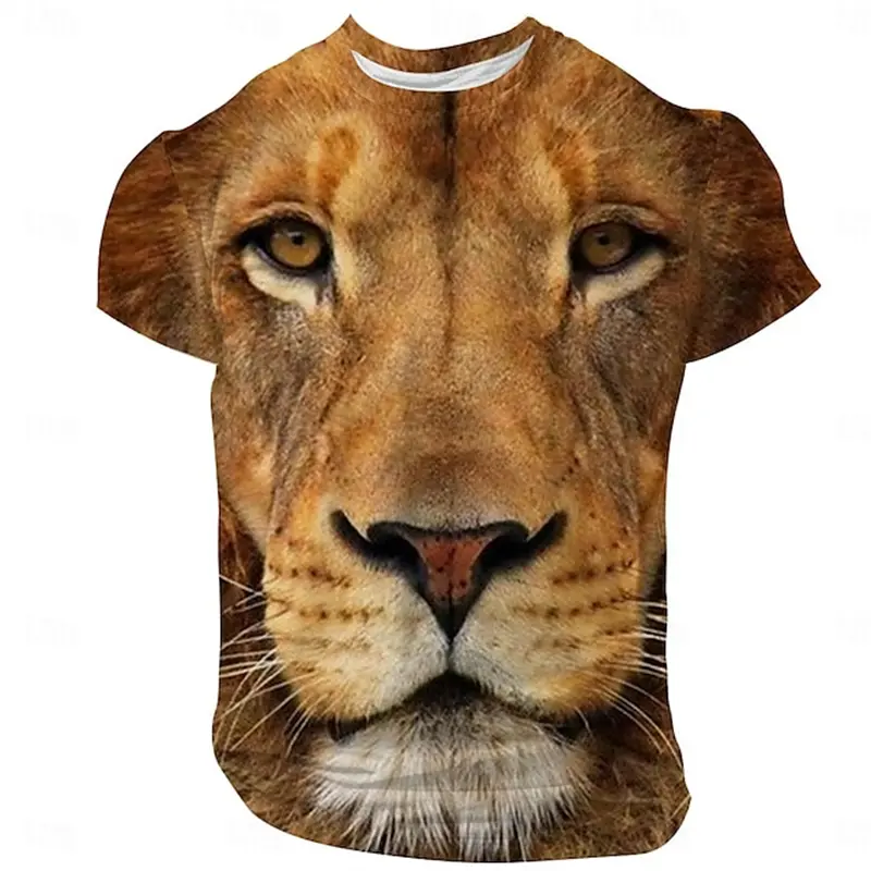 Funny Animal Face Gorilla Graphic 3D Printed T-shirt Men's And Women's Bear Lion Summer Casual Short Sleeved Animal Shirt Top