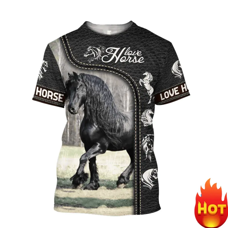 Horse Lover 3D Print Horse Graphic T-shirt For Men Women Summer Sports Outdoor T Shirt Loose Round Neck Short Sleeve T-shirt Top