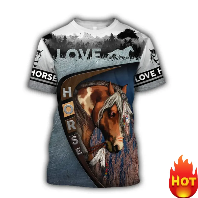 Horse Lover 3D Print Horse Graphic T-shirt For Men Women Summer Sports Outdoor T Shirt Loose Round Neck Short Sleeve T-shirt Top