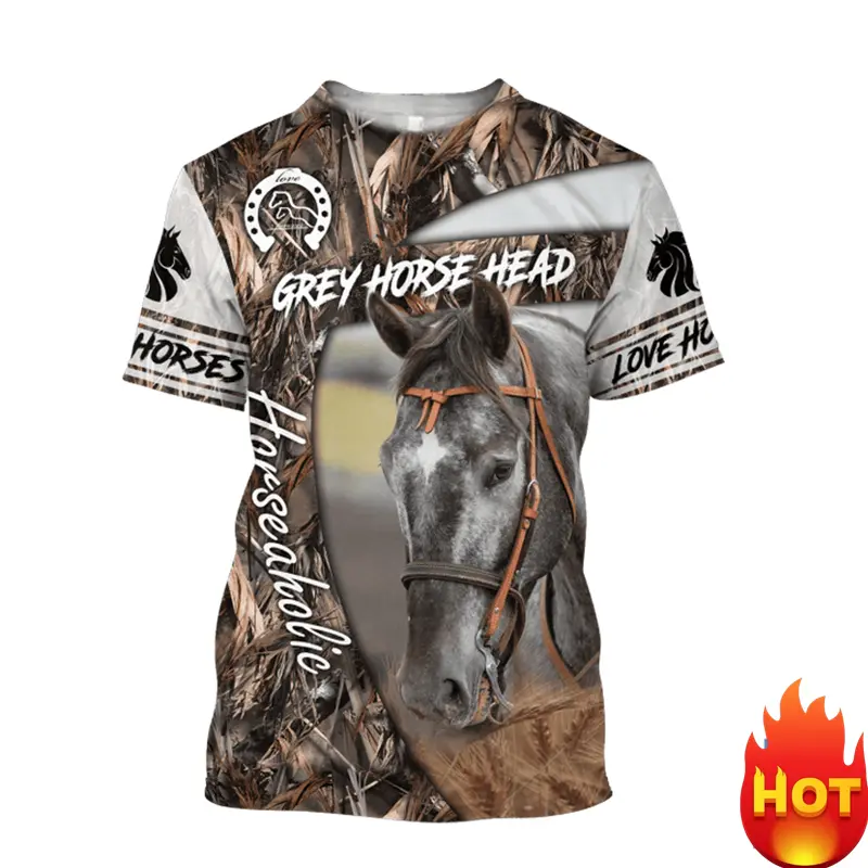 Horse Lover 3D Print Horse Graphic T-shirt For Men Women Summer Sports Outdoor T Shirt Loose Round Neck Short Sleeve T-shirt Top