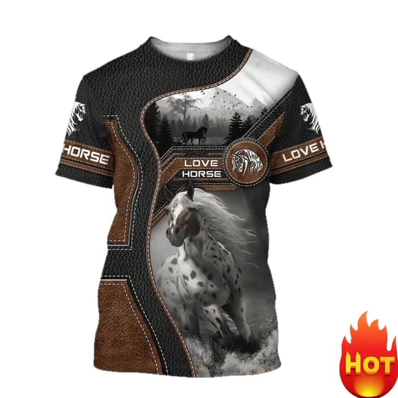 Horse Lover 3D Print Horse Graphic T-shirt For Men Women Summer Sports Outdoor T Shirt Loose Round Neck Short Sleeve T-shirt Top
