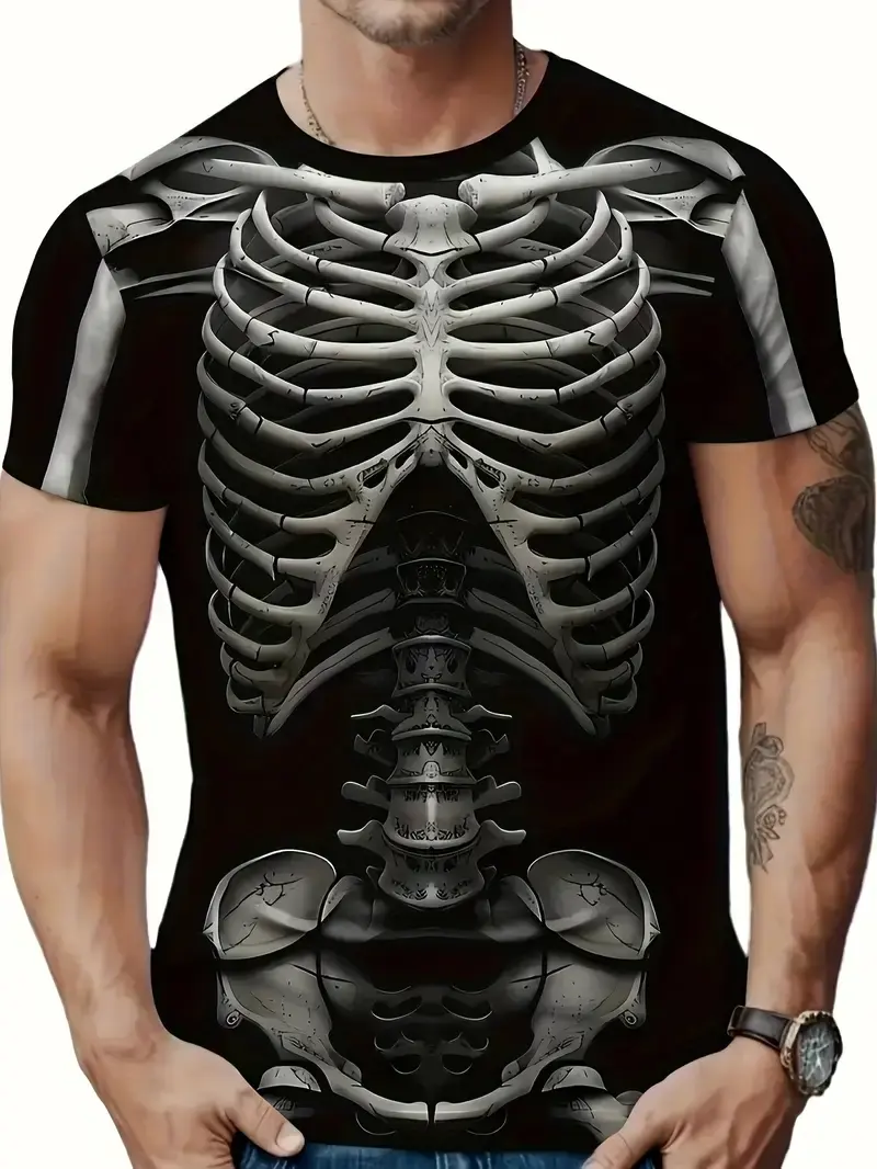 3D Print Horror Skeleton Fashion T-Shirts Cosplay Bone Costume Streetwear Men Women Oversized Short Sleeve T Shirt Tees Clothing