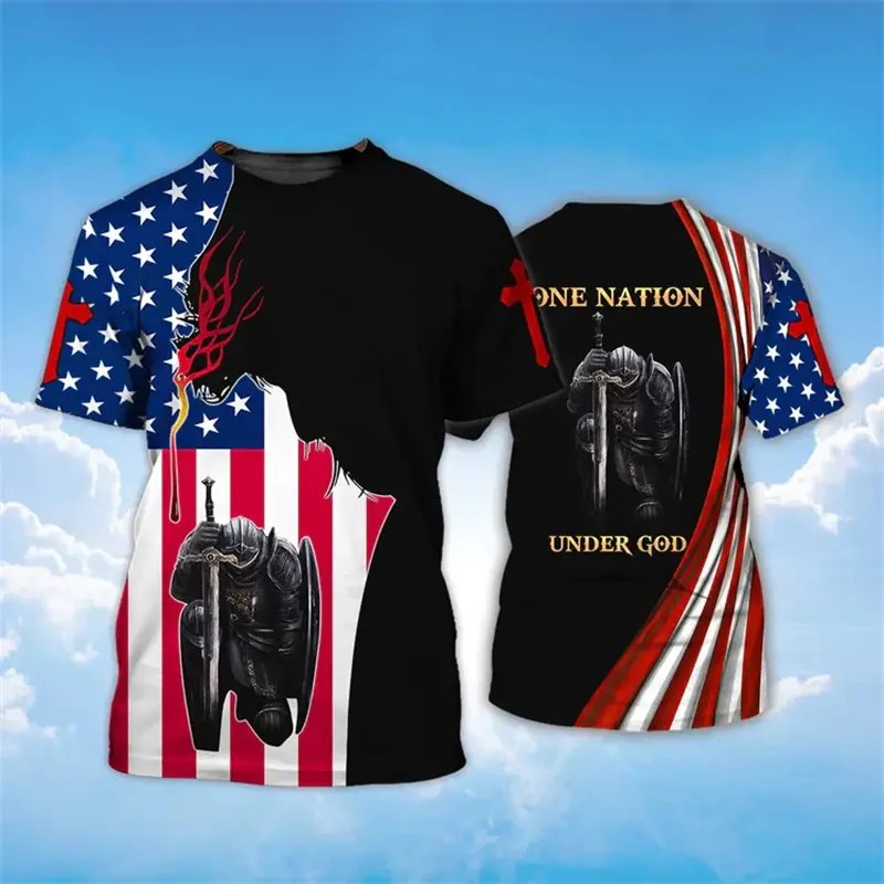Fashion Templar 3D Armour Graphic Printed Men's T Shirt Fashion Jesus Cross Oversized Top Unisex Sports Gym Quick Drying T-shirt