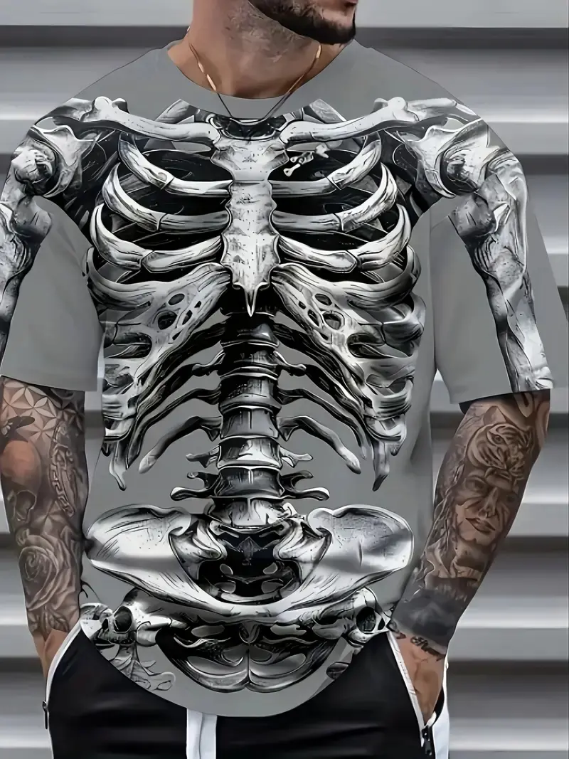 3D Print Horror Skeleton Fashion T-Shirts Cosplay Bone Costume Streetwear Men Women Oversized Short Sleeve T Shirt Tees Clothing