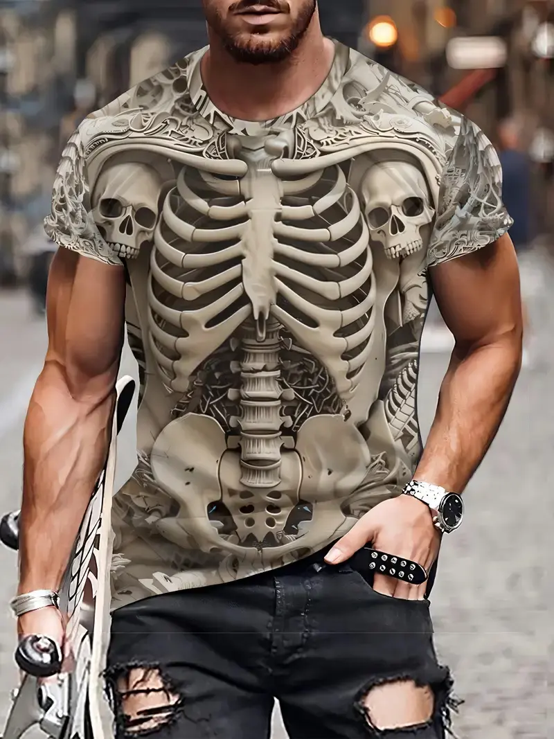 3D Print Horror Skeleton Fashion T-Shirts Cosplay Bone Costume Streetwear Men Women Oversized Short Sleeve T Shirt Tees Clothing