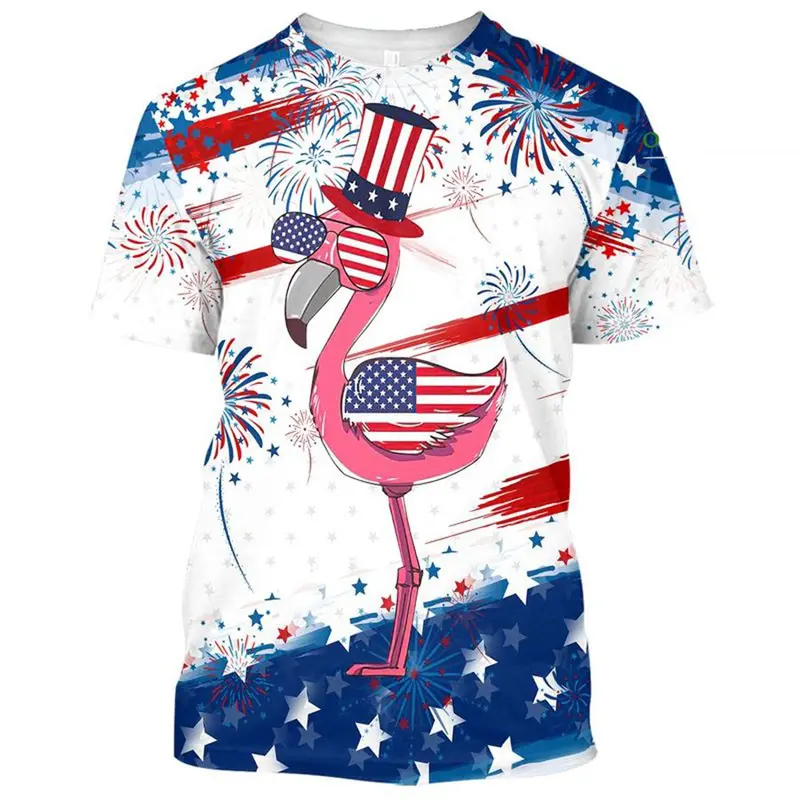 New Fashion Flamingo 3D T-shirt Men's Summer Clothes Street Vintage Blood T Shirt Women Animal Print Casual Short Sleeve Tee Top