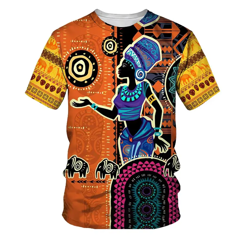 Retro Trend African Men's T-shirt 3D Printed Ethnic Style Short Sleeve Tops Unisex Fashion Casual Quick-drying Y2k Men T Shirt
