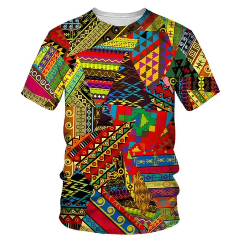 Retro Trend African Men's T-shirt 3D Printed Ethnic Style Short Sleeve Tops Unisex Fashion Casual Quick-drying Y2k Men T Shirt