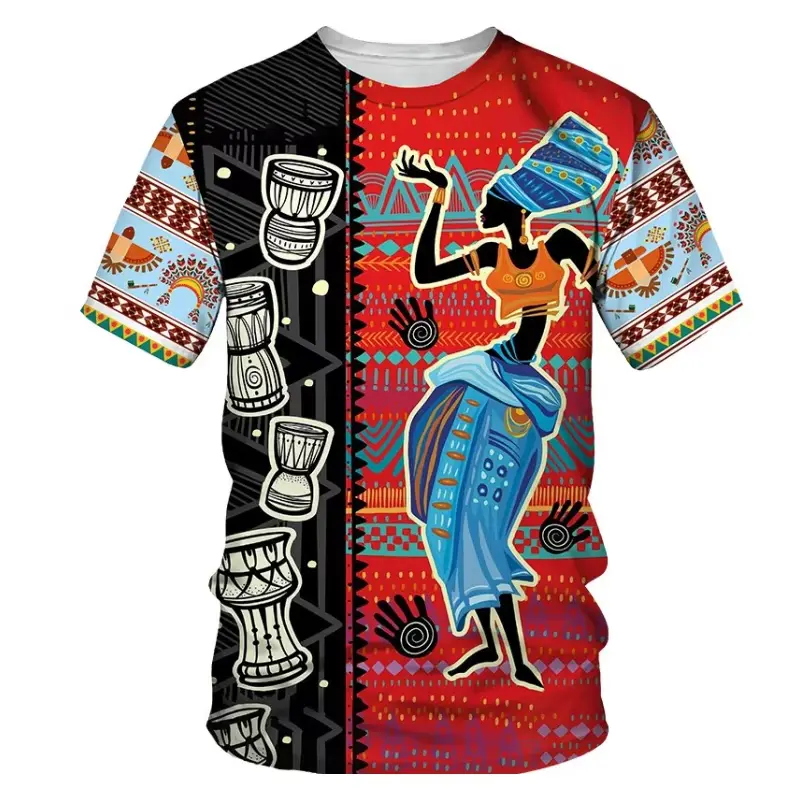 Retro Trend African Men's T-shirt 3D Printed Ethnic Style Short Sleeve Tops Unisex Fashion Casual Quick-drying Y2k Men T Shirt