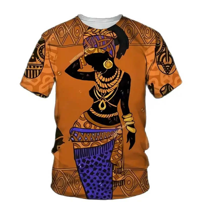 Retro Trend African Men's T-shirt 3D Printed Ethnic Style Short Sleeve Tops Unisex Fashion Casual Quick-drying Y2k Men T Shirt