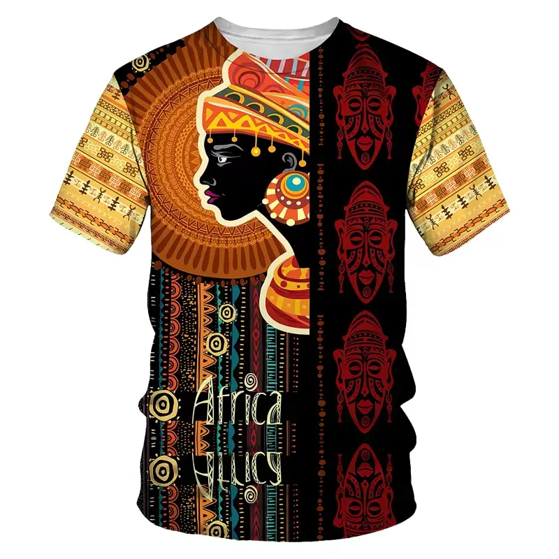 Retro Trend African Men's T-shirt 3D Printed Ethnic Style Short Sleeve Tops Unisex Fashion Casual Quick-drying Y2k Men T Shirt