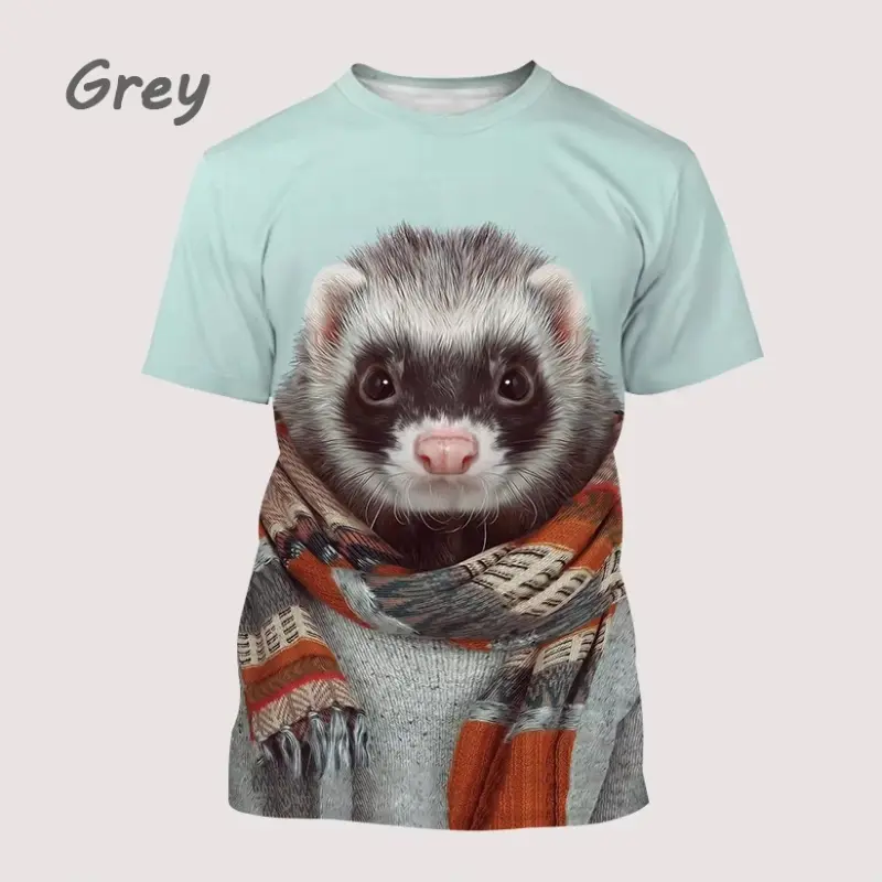 Fashion Casual Men Women T Shirt 3D Printing Animal Cute Ferret Graphic T-shirt Summer Fashion Creative Short Sleeves Kids Tees