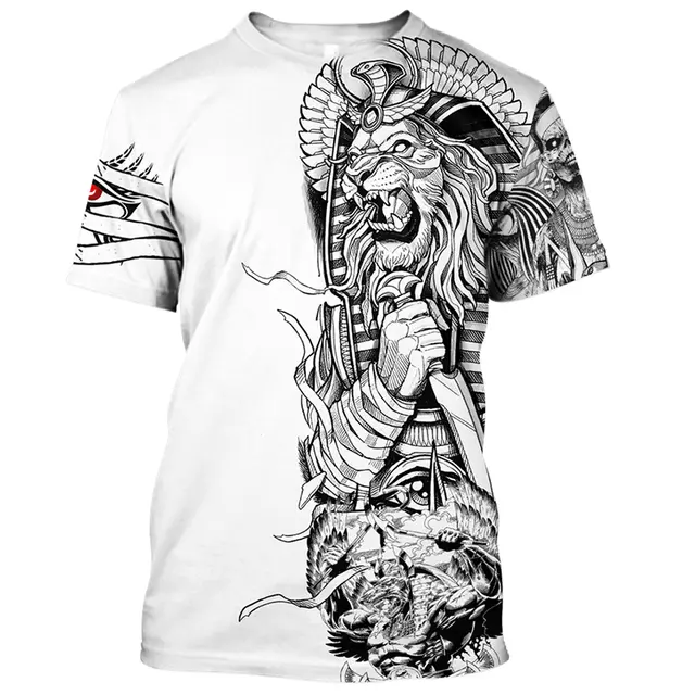 Summer Mens T-shirt Egyptian Pharaoh 3D Printed Short Sleeved Retro Style T Shirt Quick Drying Men's Round Neck Loose Tops