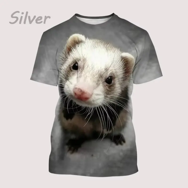 Fashion Casual Men Women T Shirt 3D Printing Animal Cute Ferret Graphic T-shirt Summer Fashion Creative Short Sleeves Kids Tees