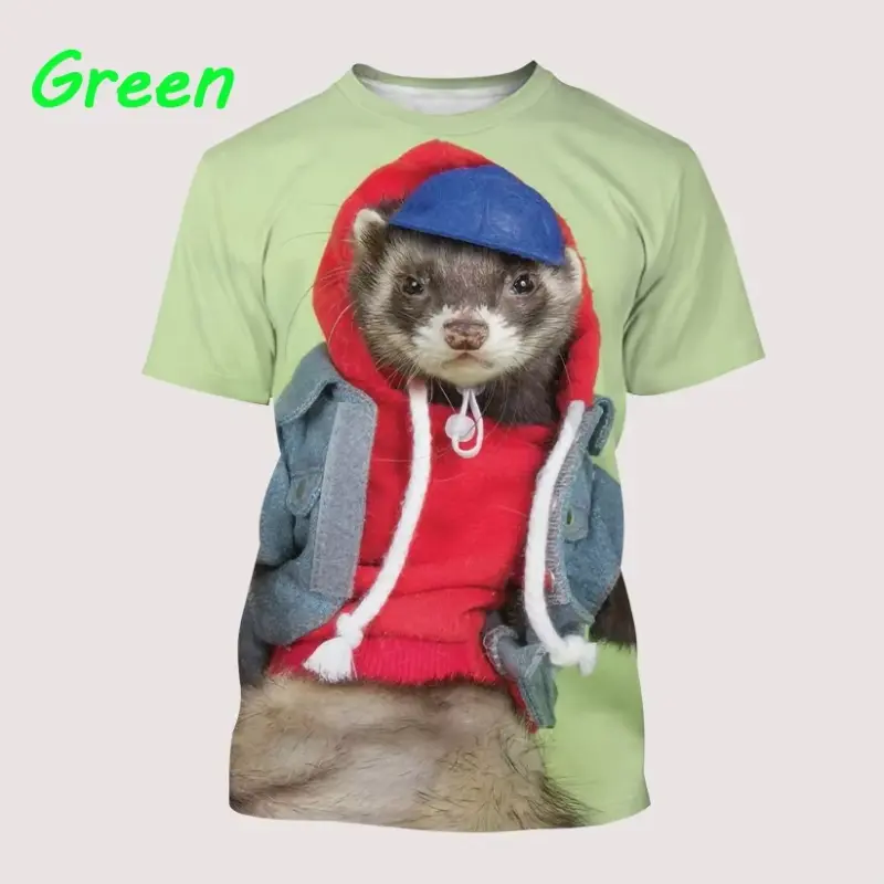 Fashion Casual Men Women T Shirt 3D Printing Animal Cute Ferret Graphic T-shirt Summer Fashion Creative Short Sleeves Kids Tees