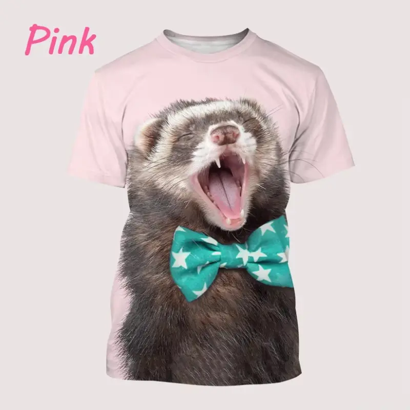 Fashion Casual Men Women T Shirt 3D Printing Animal Cute Ferret Graphic T-shirt Summer Fashion Creative Short Sleeves Kids Tees