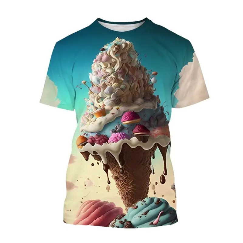 3D Print Ice Cream Mens Funny T Shirt  Women Kids Fashion Ice T-shirt Men's Short Sleeve Tee Tops Casual Harajuku Cheap Stuff