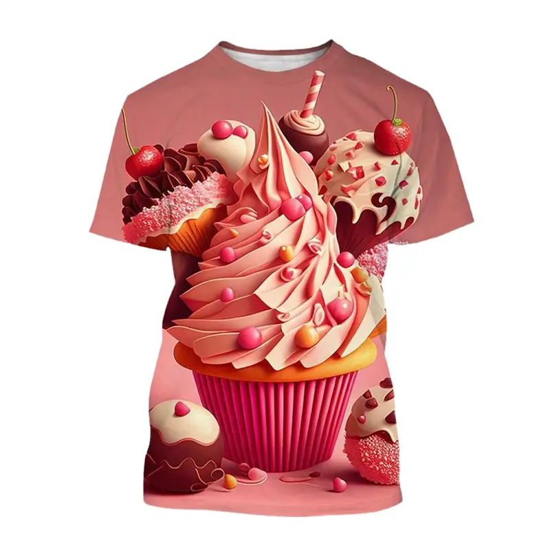 3D Print Ice Cream Mens Funny T Shirt  Women Kids Fashion Ice T-shirt Men's Short Sleeve Tee Tops Casual Harajuku Cheap Stuff