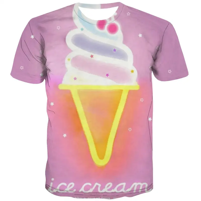 3D Print Ice Cream Mens Funny T Shirt  Women Kids Fashion Ice T-shirt Men's Short Sleeve Tee Tops Casual Harajuku Cheap Stuff