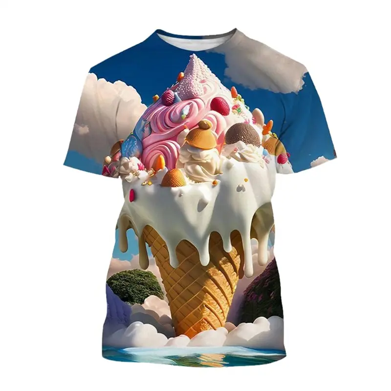 3D Print Ice Cream Mens Funny T Shirt  Women Kids Fashion Ice T-shirt Men's Short Sleeve Tee Tops Casual Harajuku Cheap Stuff
