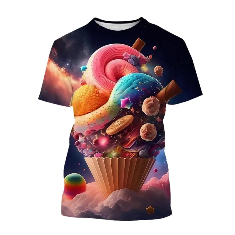 3D Print Ice Cream Mens Funny T Shirt  Women Kids Fashion Ice T-shirt Men's Short Sleeve Tee Tops Casual Harajuku Cheap Stuff