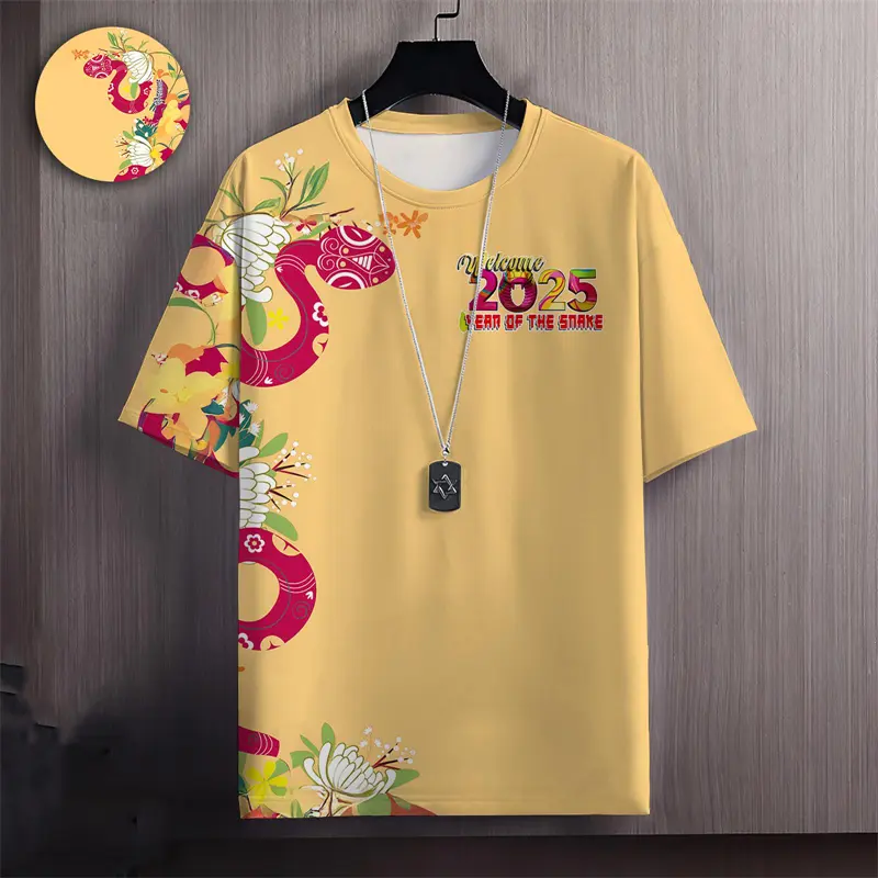 Year Of Snake T-shirt For Men 3D Printed Chinese New Year Cute Snake Pattern Short Sleeves Tops Fashion Casual Women T Shirts