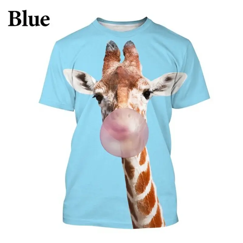 Summer Funny Animal Giraffe 3d Print Tees Men T-shirt Tops O-neck Oversized TShirts Boys Clothing Casual Streetwear Short Sleeve