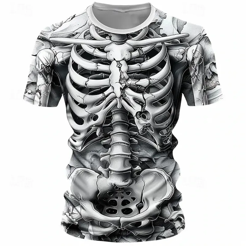 Personality Men T Shirt Horror Skeleton Skull 3D Print Tees Men Women Fashion Oversized Short Sleeve T Shirt Kids Tees Man Gifts