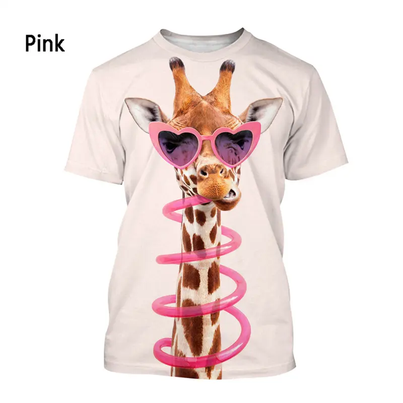 Summer Funny Animal Giraffe 3d Print Tees Men T-shirt Tops O-neck Oversized TShirts Boys Clothing Casual Streetwear Short Sleeve