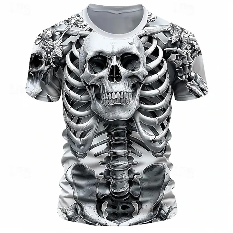 Personality Men T Shirt Horror Skeleton Skull 3D Print Tees Men Women Fashion Oversized Short Sleeve T Shirt Kids Tees Man Gifts