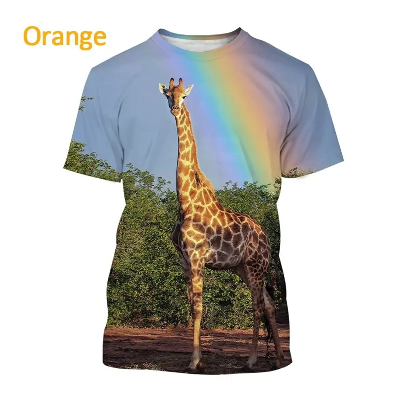 Summer Funny Animal Giraffe 3d Print Tees Men T-shirt Tops O-neck Oversized TShirts Boys Clothing Casual Streetwear Short Sleeve