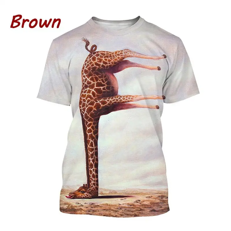 Summer Funny Animal Giraffe 3d Print Tees Men T-shirt Tops O-neck Oversized TShirts Boys Clothing Casual Streetwear Short Sleeve