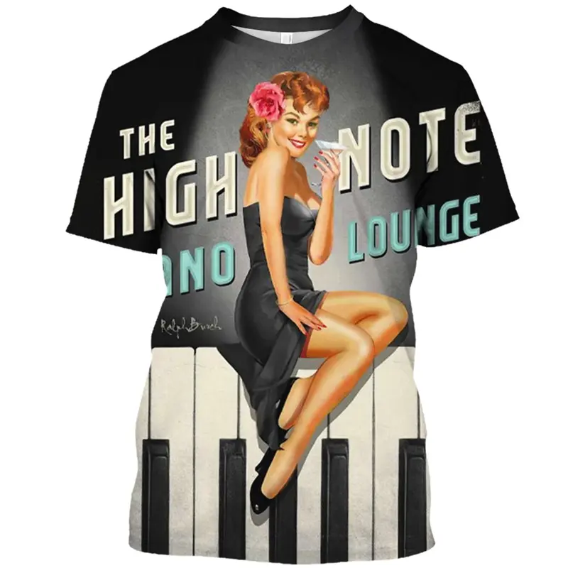 3D Print Mordern Girl Graphic T-Shirts For Men Women Clothing Trendy Vintage Short Sleeve T Shirt Y2k Tops Oversized Men Clothes