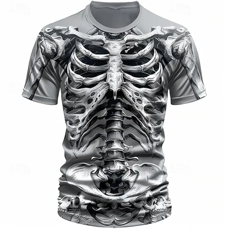 Personality Men T Shirt Horror Skeleton Skull 3D Print Tees Men Women Fashion Oversized Short Sleeve T Shirt Kids Tees Man Gifts