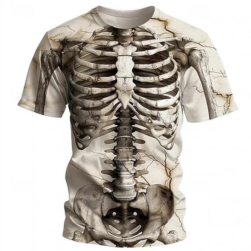 Personality Men T Shirt Horror Skeleton Skull 3D Print Tees Men Women Fashion Oversized Short Sleeve T Shirt Kids Tees Man Gifts