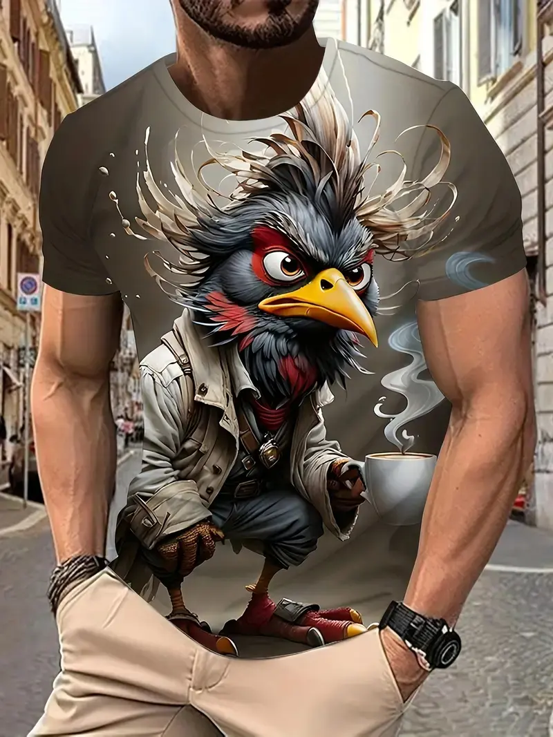 New Summer Men T-Shirt 3D Printed Funny Animal And Coffee Graphic Tops Tees Male Casual Stylish Short Sleeve Fashion Streetwear