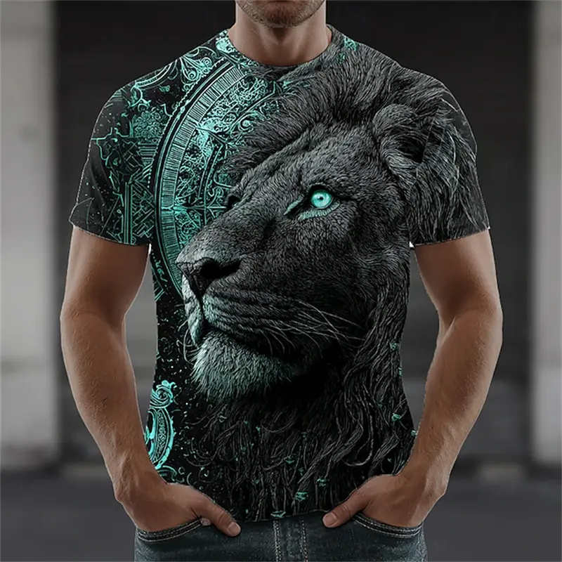 Men's Lion Wolf Graphic 3D Print T Shirts Y2K Hip Hop Streetwear Summer Casual T-shirt Animal Graphic Top Harajuku Tees Sale Man