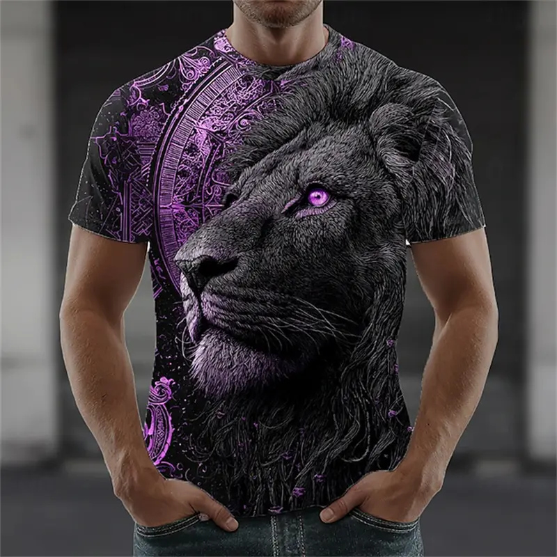 Men's Lion Wolf Graphic 3D Print T Shirts Y2K Hip Hop Streetwear Summer Casual T-shirt Animal Graphic Top Harajuku Tees Sale Man