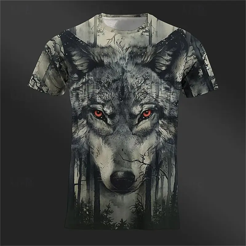 Men's Lion Wolf Graphic 3D Print T Shirts Y2K Hip Hop Streetwear Summer Casual T-shirt Animal Graphic Top Harajuku Tees Sale Man