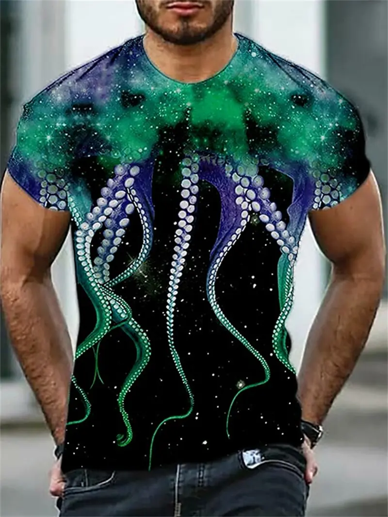 3D Printing Sea Animal Tentacle Graphic T Shirt Men Women Funny Marine Life Pattern Tees Summer Fashion Casual Cool T-Shirts