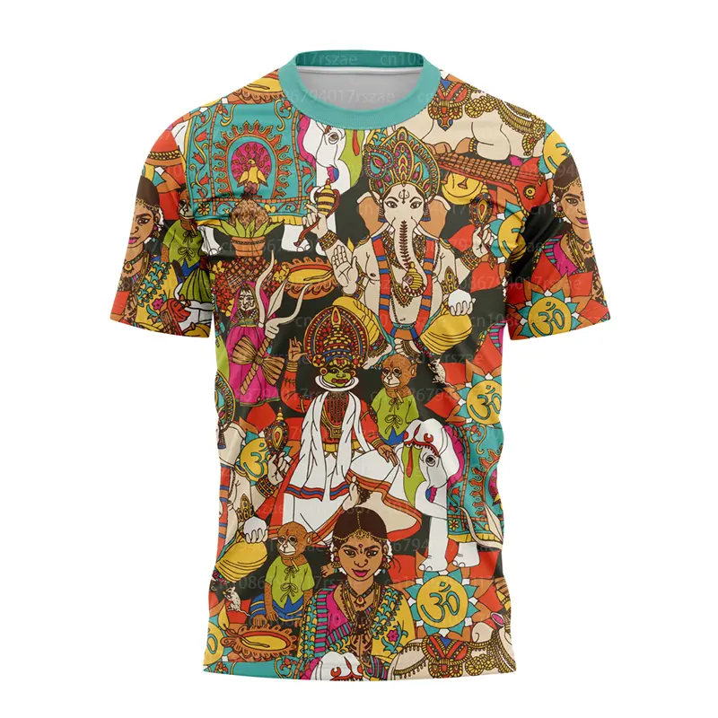 Summer Retro Ancient Mystical India Shiva 3D Graphic T Shirts For Men Women Casual Print Oversized O-neck Short Sleeve Tops Tee
