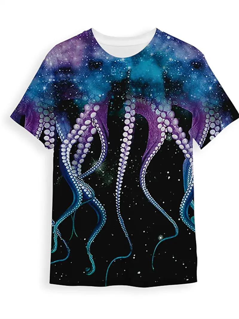 3D Printing Sea Animal Tentacle Graphic T Shirt Men Women Funny Marine Life Pattern Tees Summer Fashion Casual Cool T-Shirts