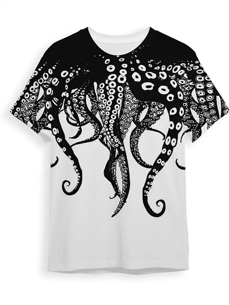 3D Printing Sea Animal Tentacle Graphic T Shirt Men Women Funny Marine Life Pattern Tees Summer Fashion Casual Cool T-Shirts