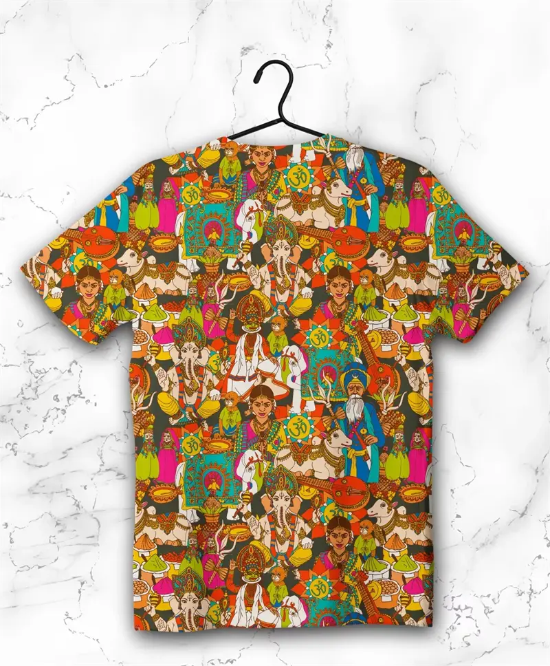 Summer Retro Ancient Mystical India Shiva 3D Graphic T Shirts For Men Women Casual Print Oversized O-neck Short Sleeve Tops Tee