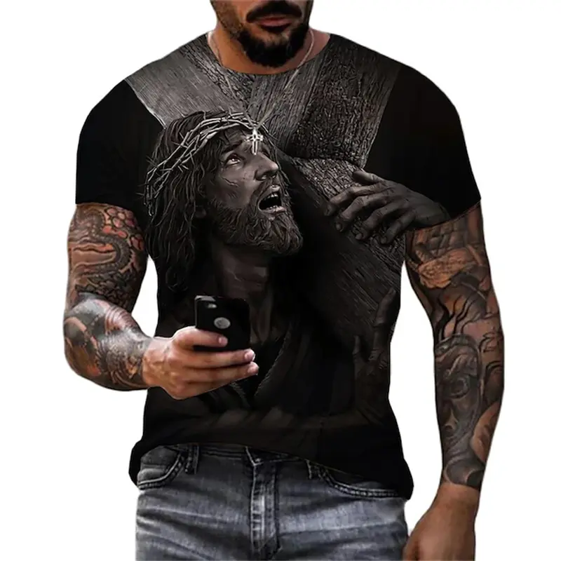 Summer 3D Print Jesus Christ Men T Shirt Fashion Women Short Sleeve Cool T Shirt Streetwear Oversized Tops Y2k Men Clothing
